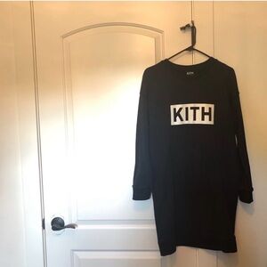 Kith Women's Black Logo Sweatshirt Dress Small
